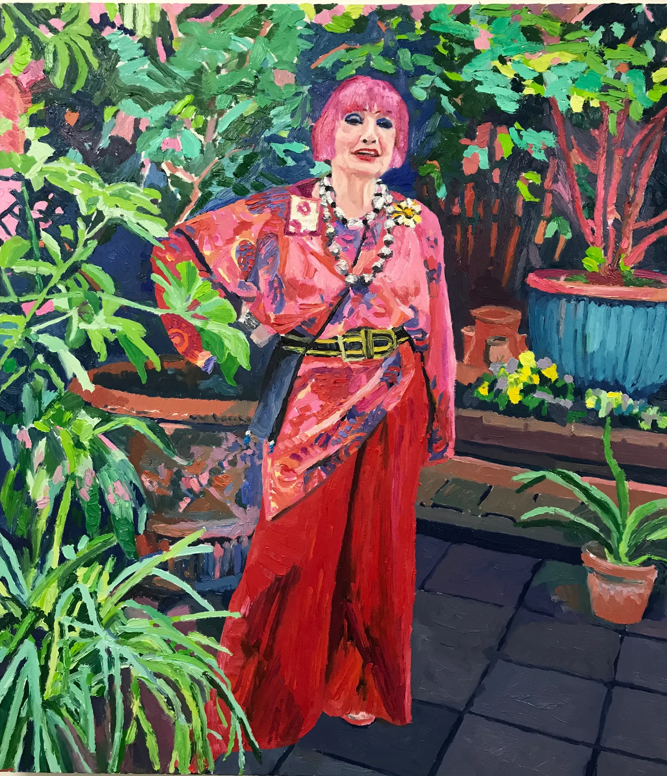 Dame Zandra Rhodes Original oil on boxed canvas 31 x 39 inches / 80 x 100 cm Framed £4,950