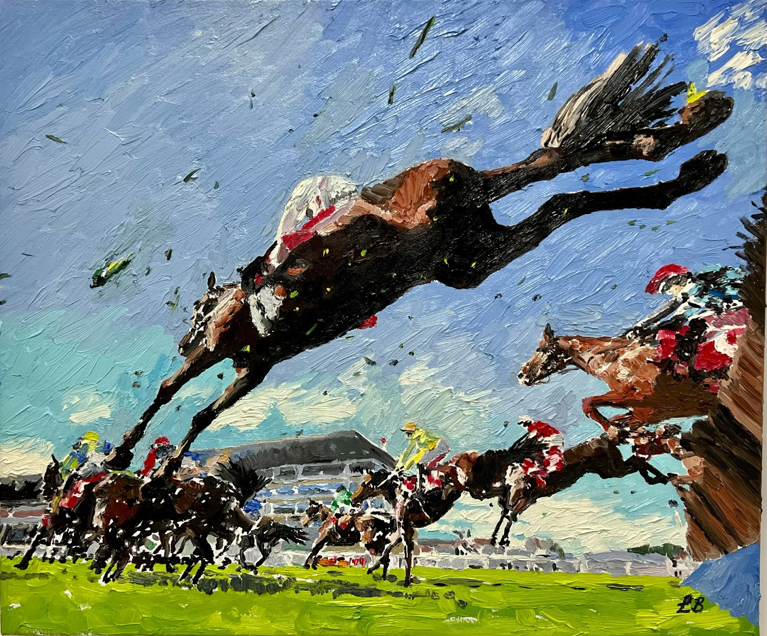 They Thunder By At Cheltenham  Original Oil / 51 x 61 cm (unframed) / Box Framed / SOLD