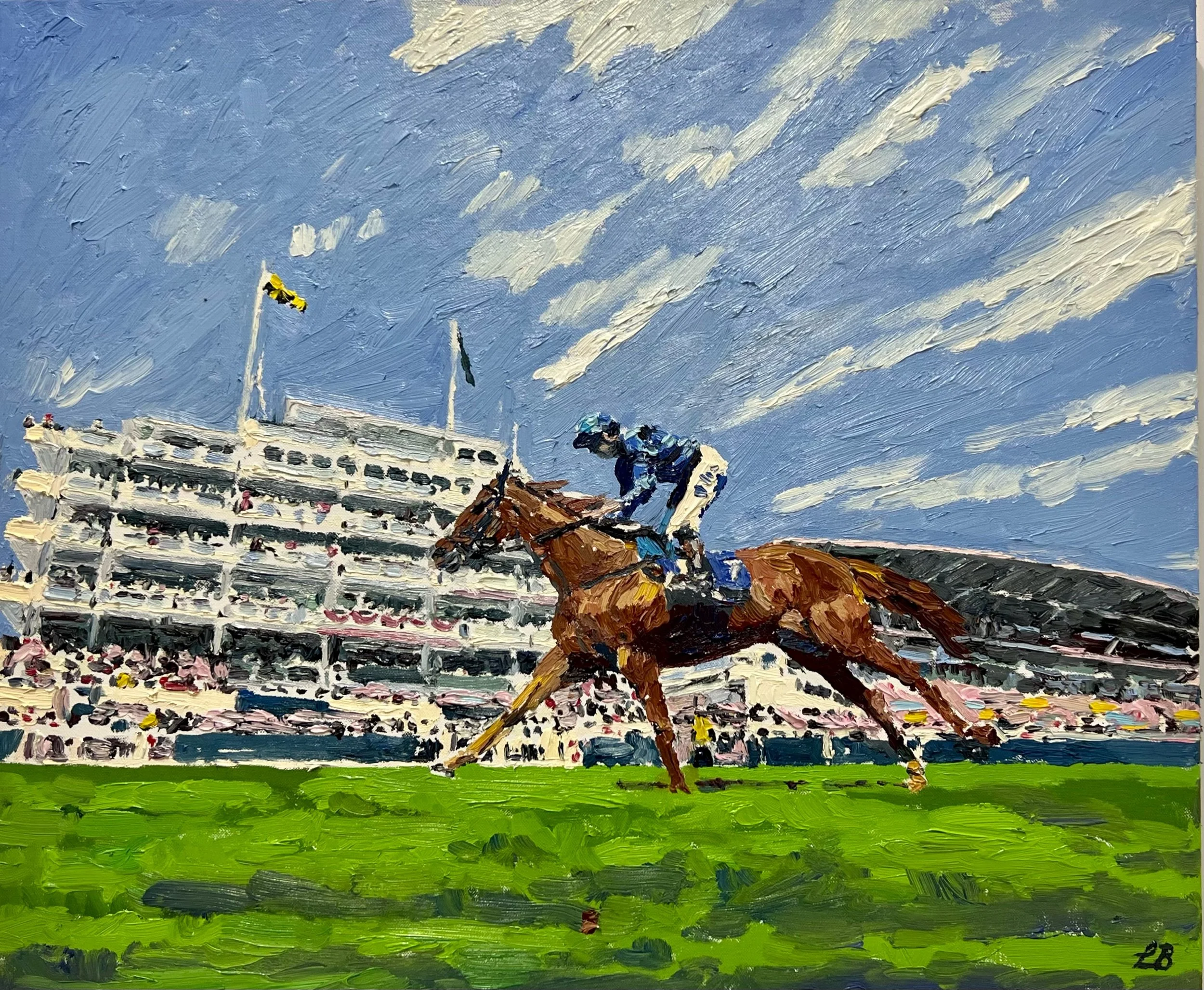 Winning At The Epsom Derby  Original Oil / 61 x 71 cm (unframed) / SOLD