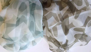 L. to R. Gray Arches ; Chestnut Arches Silk Chiffon Scarf 14"x72"