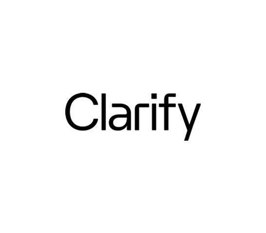 Logo of the company Clarify in black text on a white background.