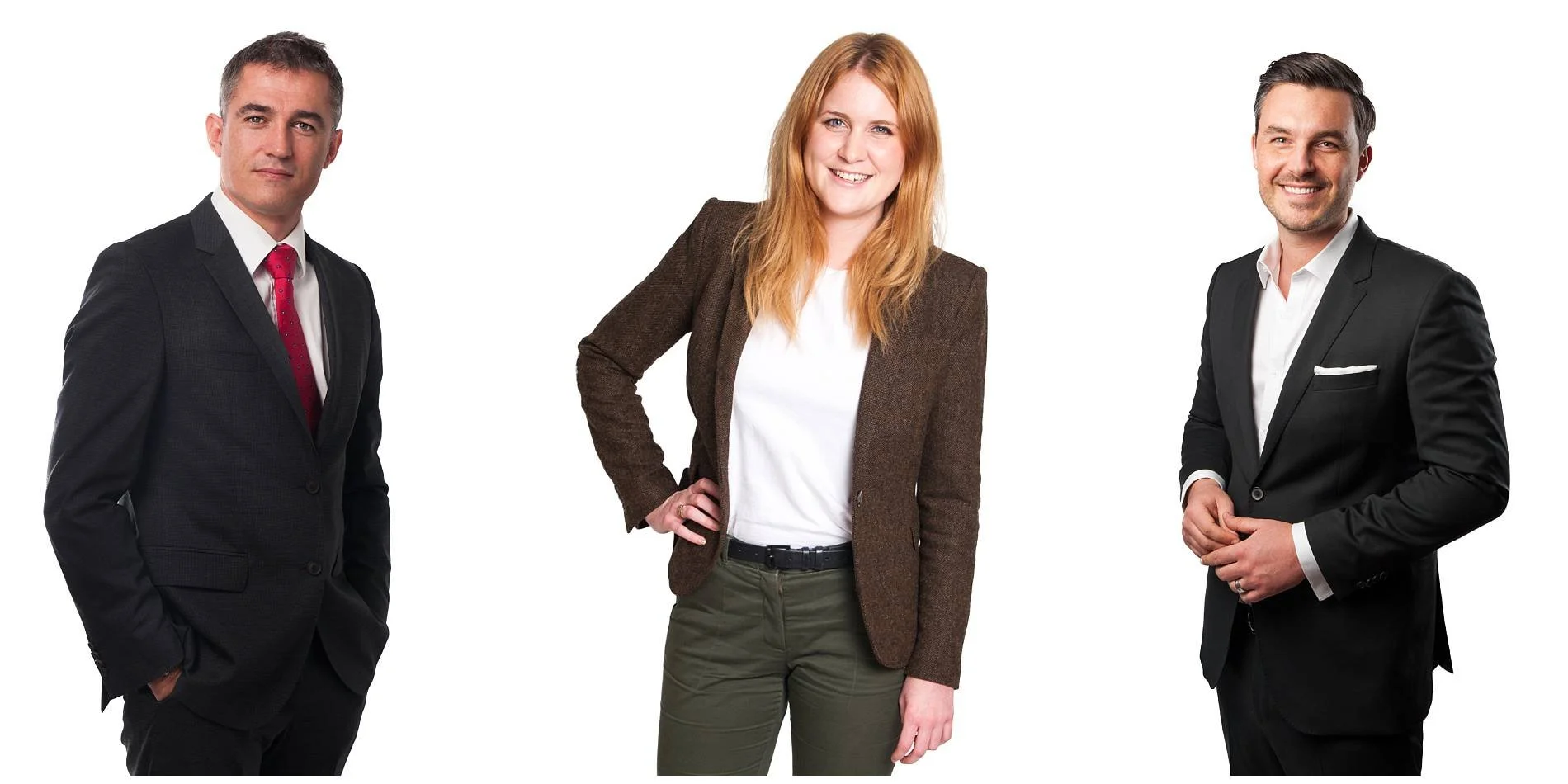Three corporate headshots of business professionals in suits, photographed in my Gordon studio on Sydney's North Shore