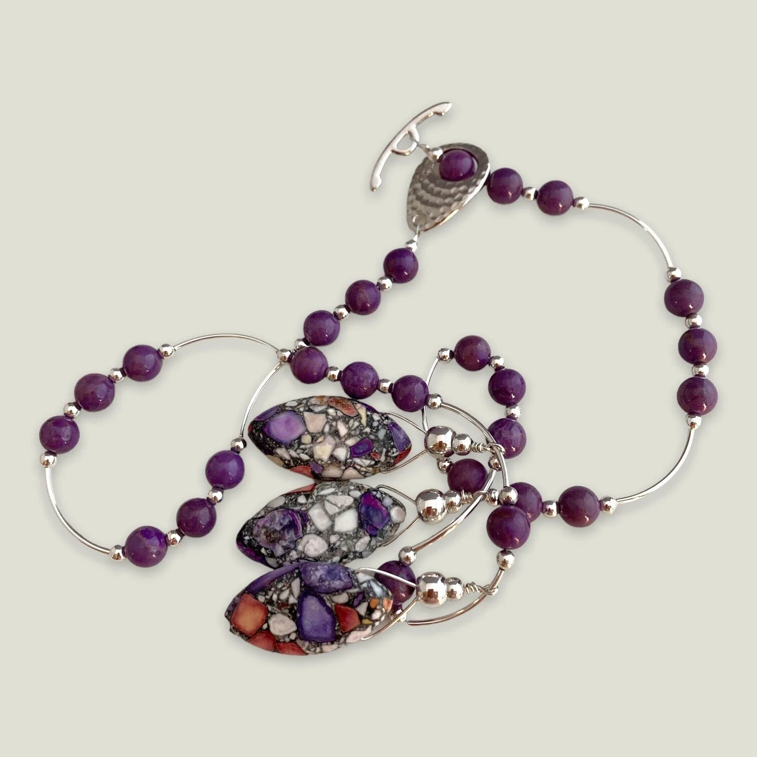 Purple Trio Necklace by Lise Spence-Parsons for Lottie's Trinkets - Always Beautiful