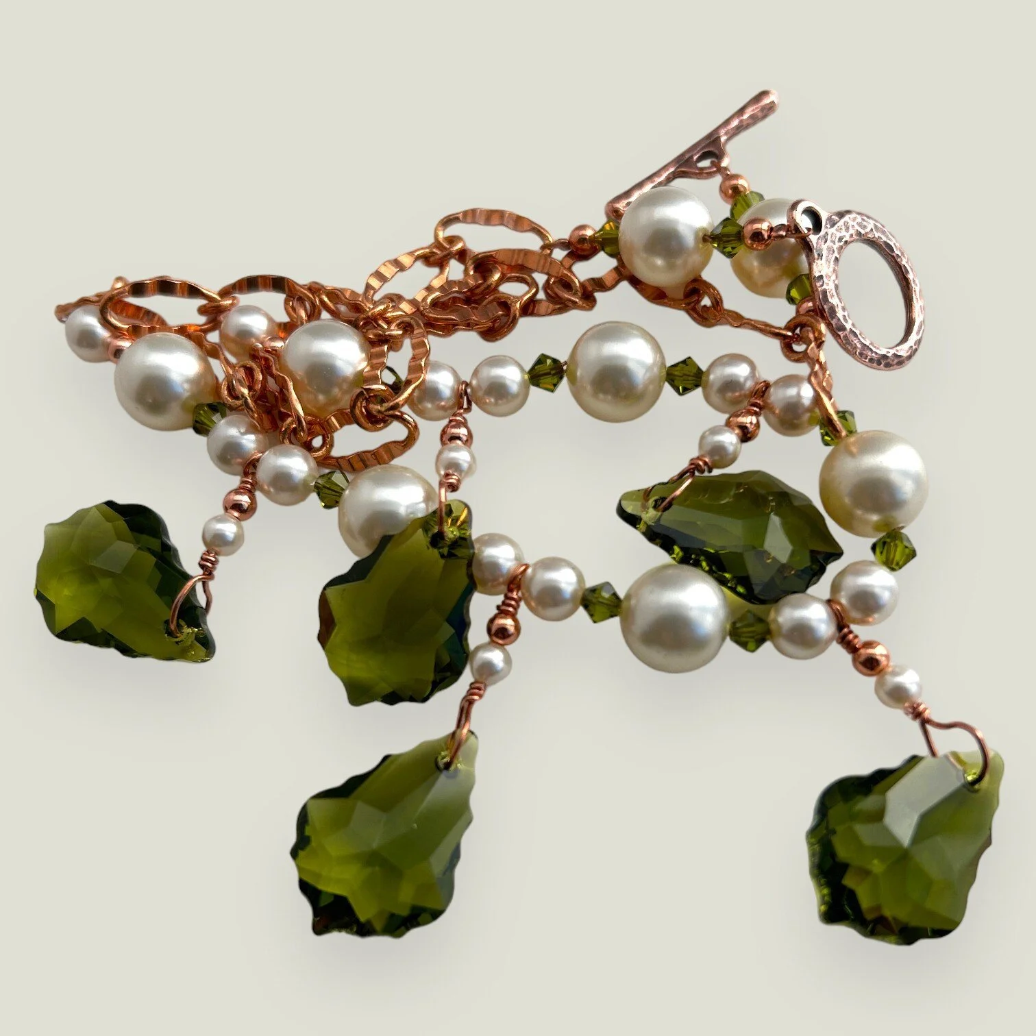 Olive Shimmer Necklace by Lise Spence-Parsons for Lottie's Trinkets - Always Beautiful