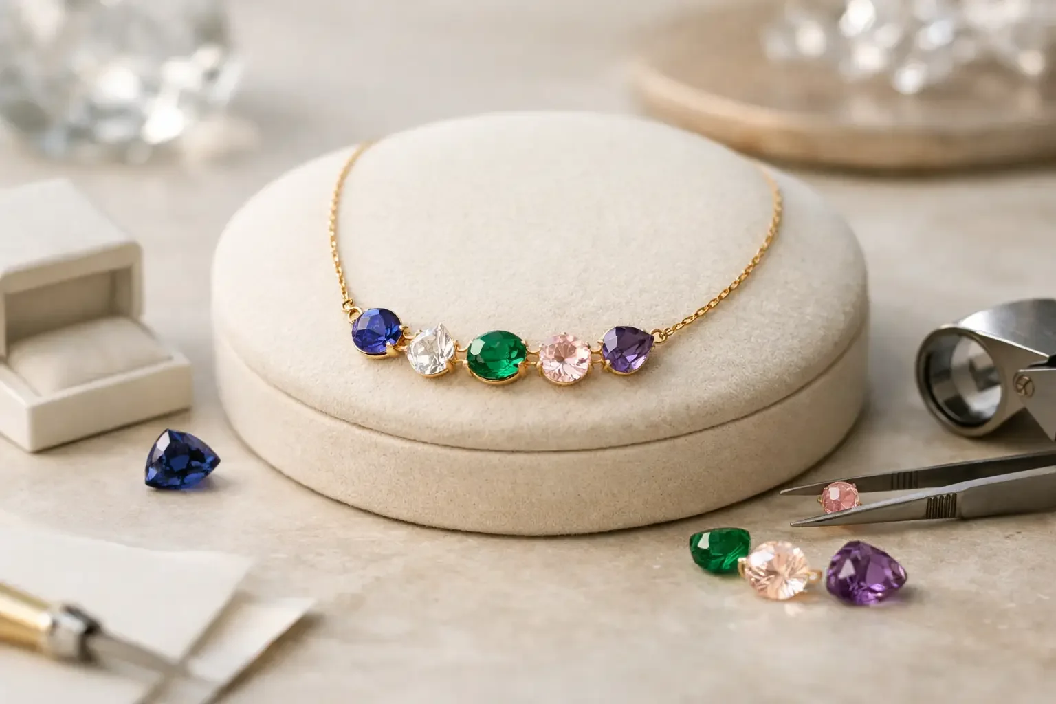 Custom Necklace With Gemstones, Made for You
