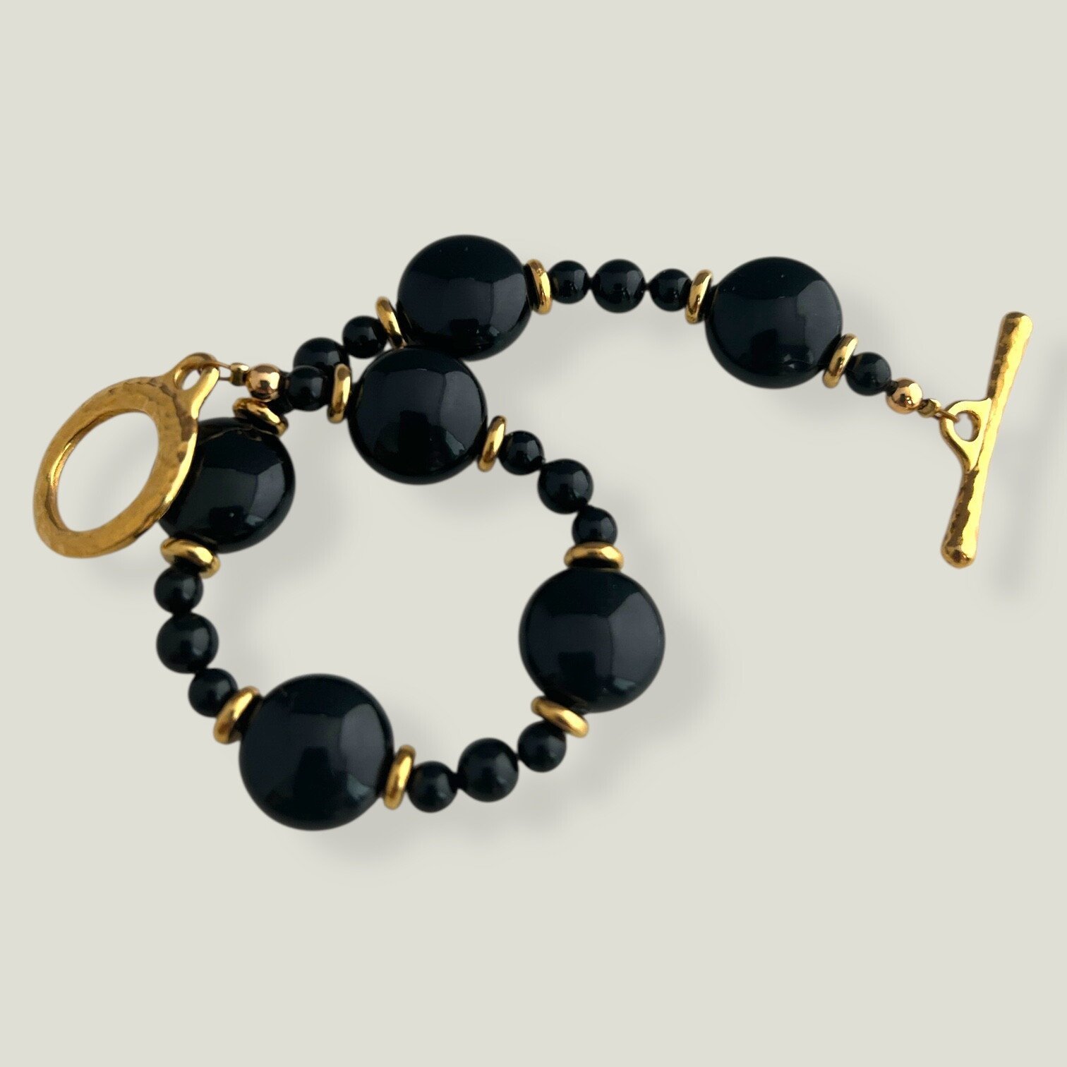 Black Swarovski Pearl Gold Bracelet for Marj H