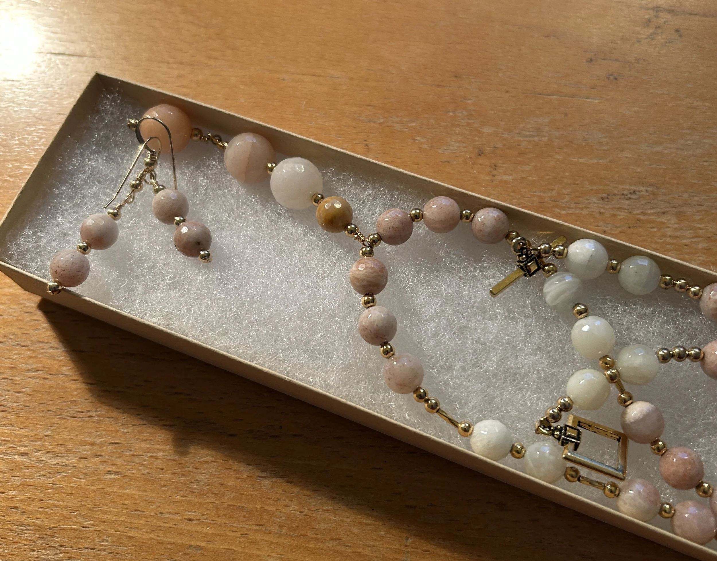 Moonstone Shadow Necklace & Earrings - RESERVED for Lisa K by Lise Spence-Parsons for Lottie's Trinkets - Always Beautiful