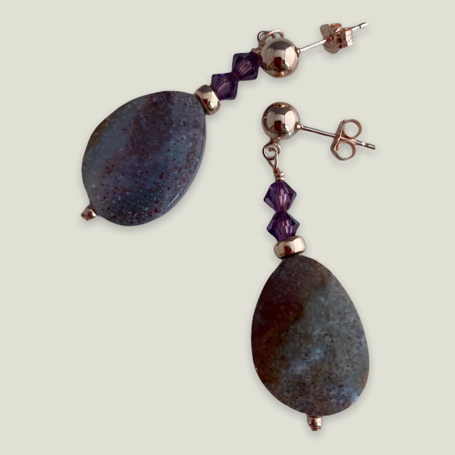 Purple Horizon 14k Rose Gold Earrings