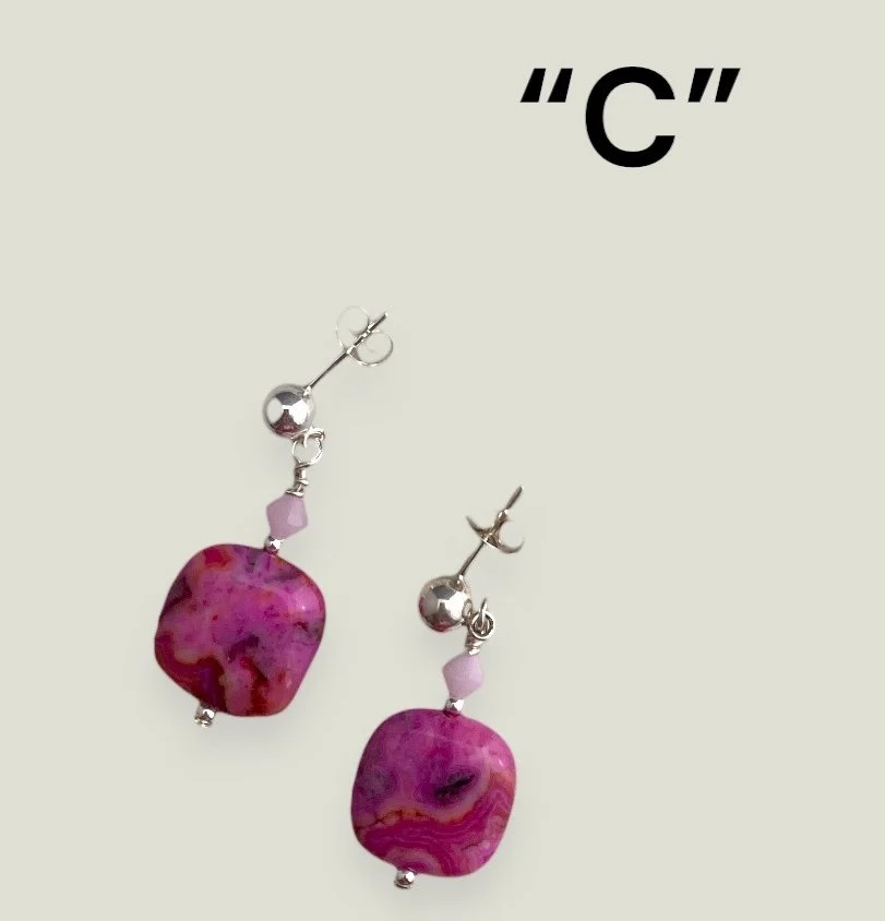 Pink Crazy Lace and Swarovski Sterling Earrings by Lise Spence-Parsons for Lottie's Trinkets - Always Beautiful