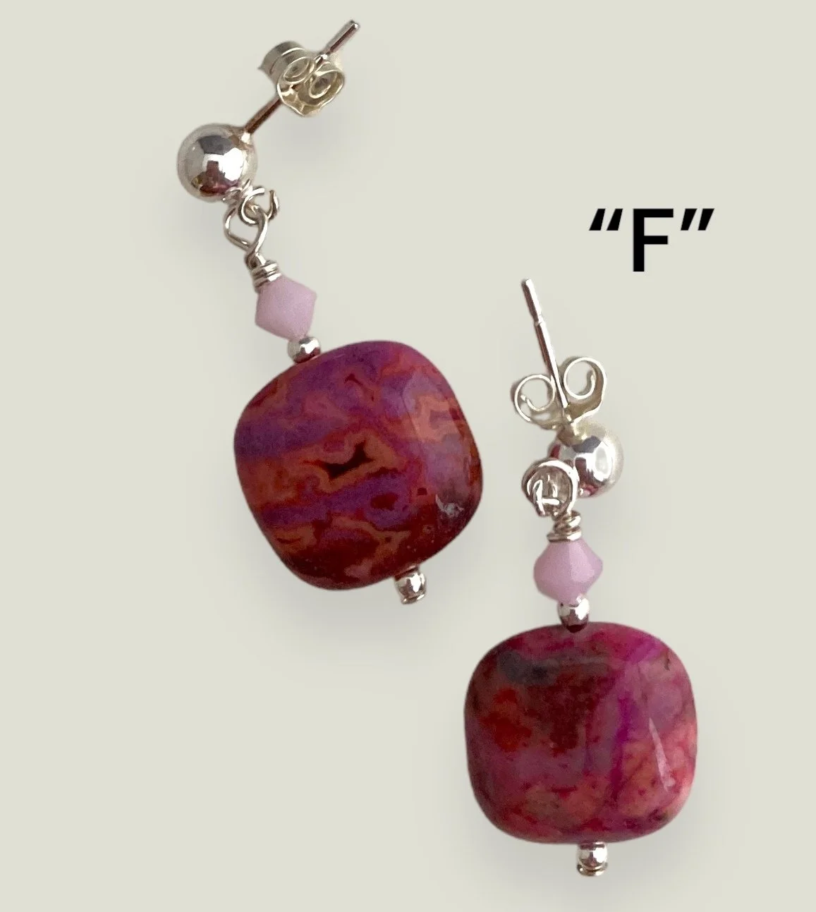Pink Crazy Lace and Swarovski Sterling Earrings by Lise Spence-Parsons for Lottie's Trinkets - Always Beautiful