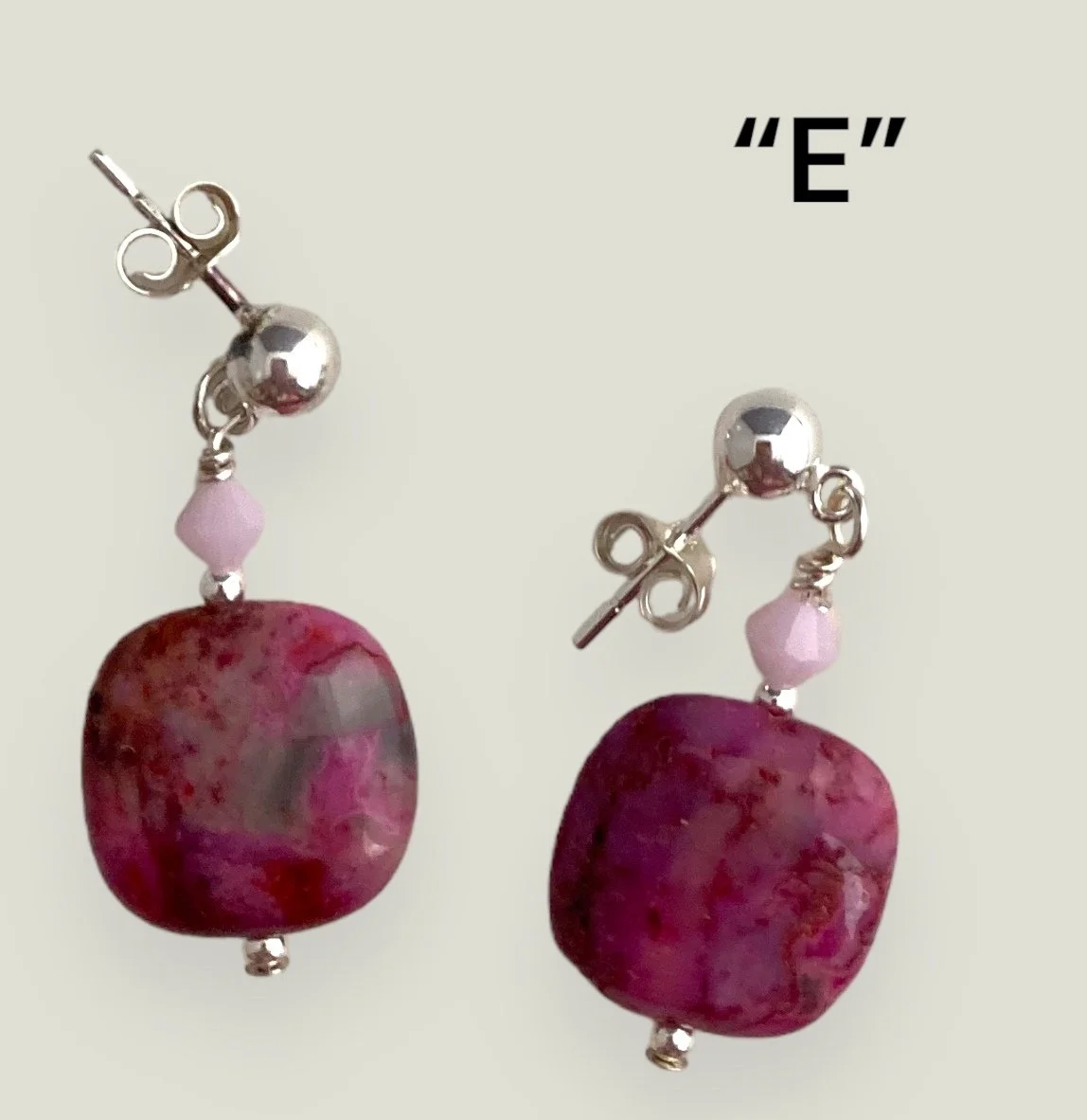 Pink Crazy Lace and Swarovski Sterling Earrings by Lise Spence-Parsons for Lottie's Trinkets - Always Beautiful