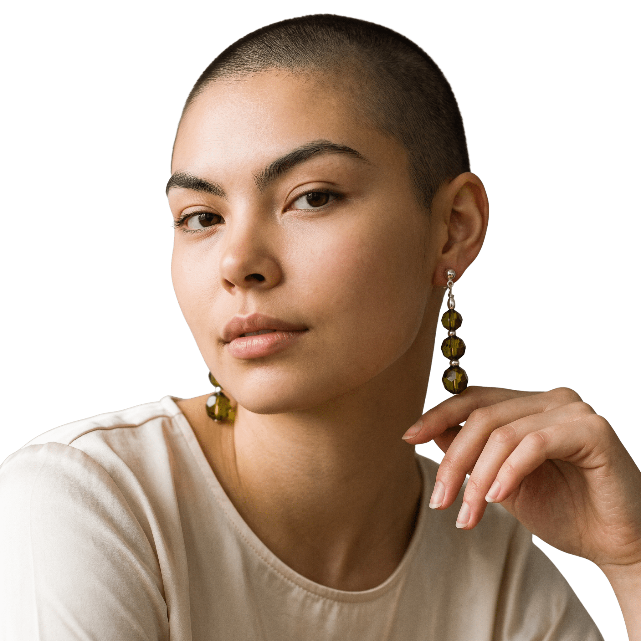 Woman wearing Swarovski Crystal Sterling Silver Earrings by Lottie's Trinkets
