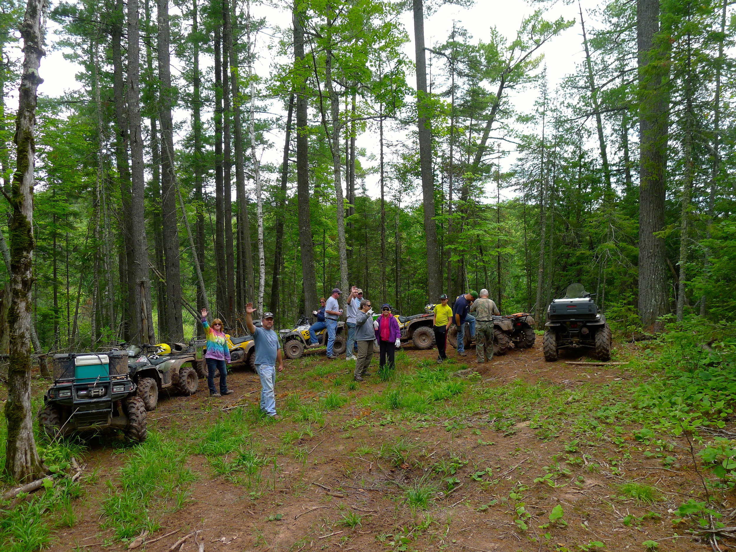 THE WHOLE GANG AT THE BUILD SITE OF THE NEW CABIN DOWN RIVER