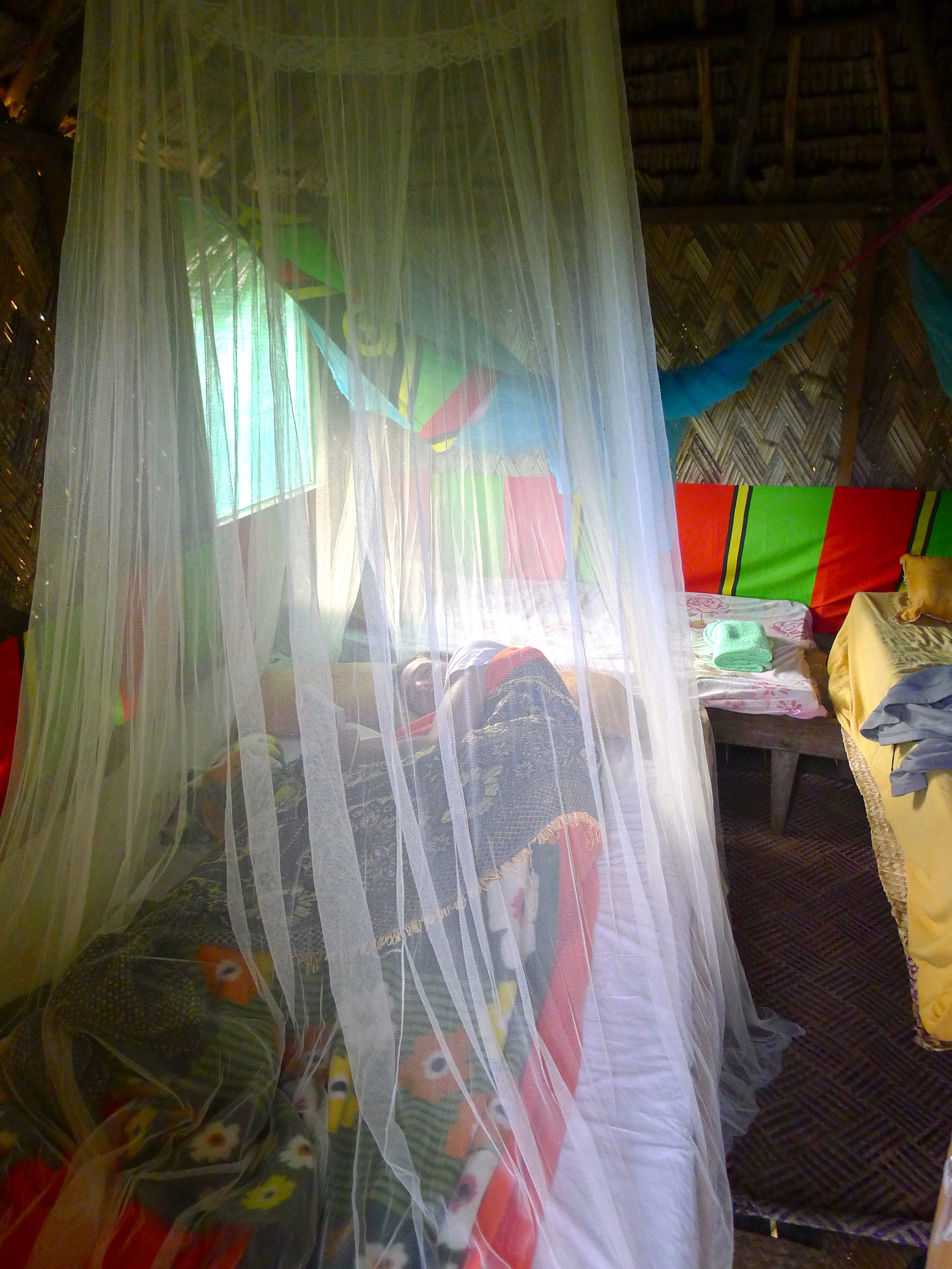  INSIDE THE TREEHOUSE HUT. MOSQUITO NETS AND ALL.&nbsp; 