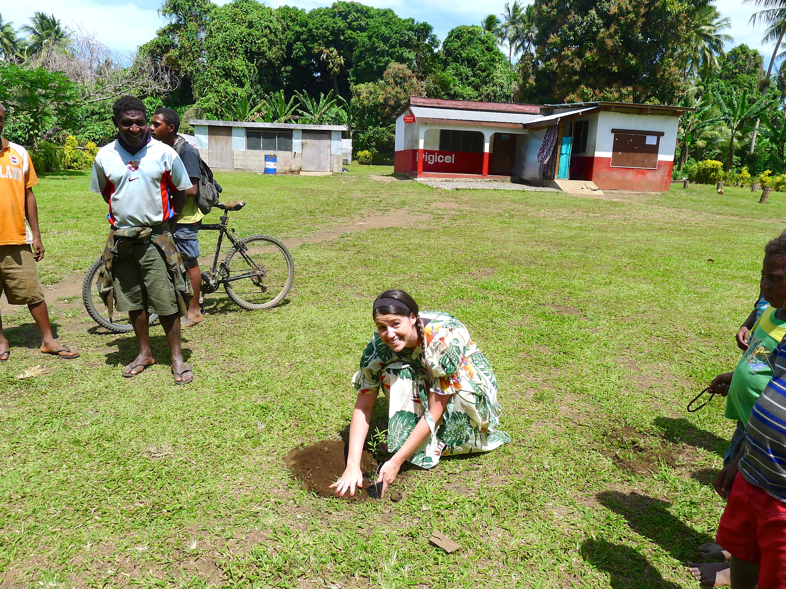  PLANTING OUR TREES IN FRONT OF THE CO-OP.&nbsp; 