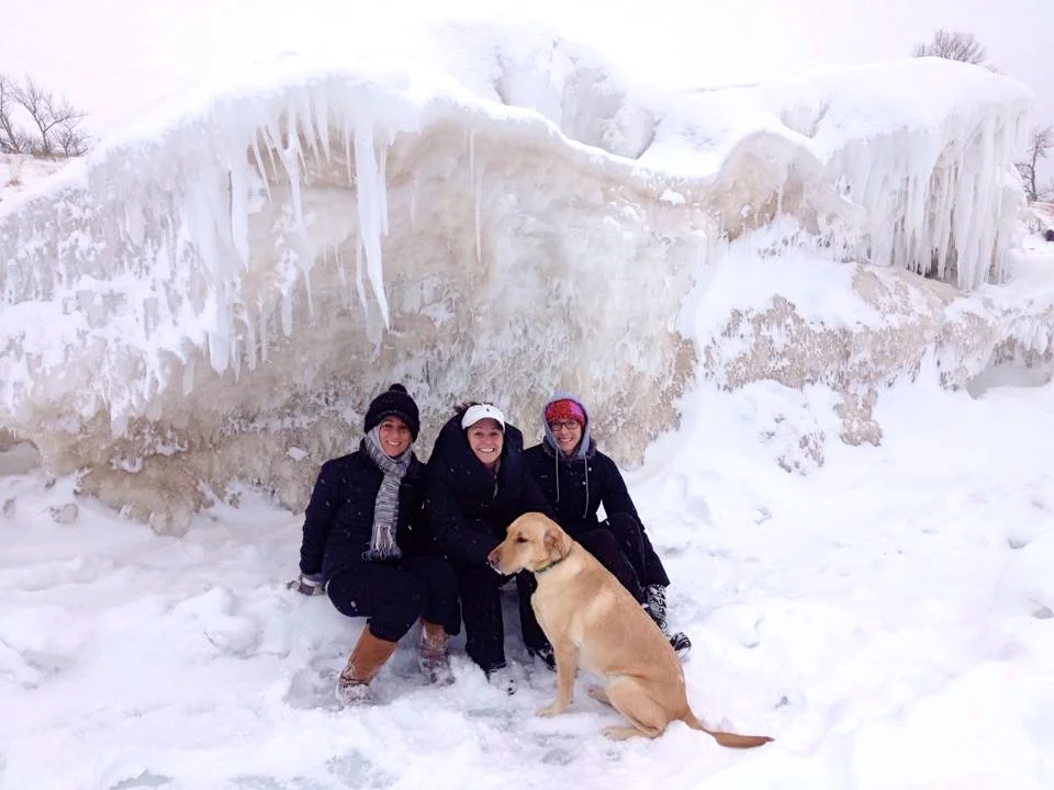 Brittany, Me, Julia and Eva (dog) on Lake Michigan. 
