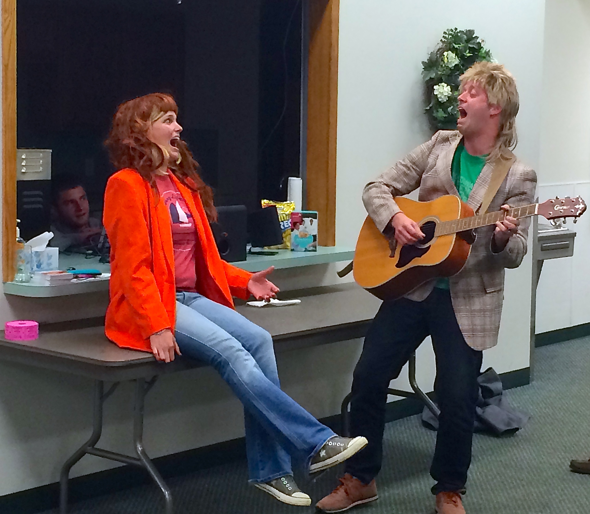 Emily and Josh as the singing duo, "On No Whitney &amp; Huston Died."&nbsp;