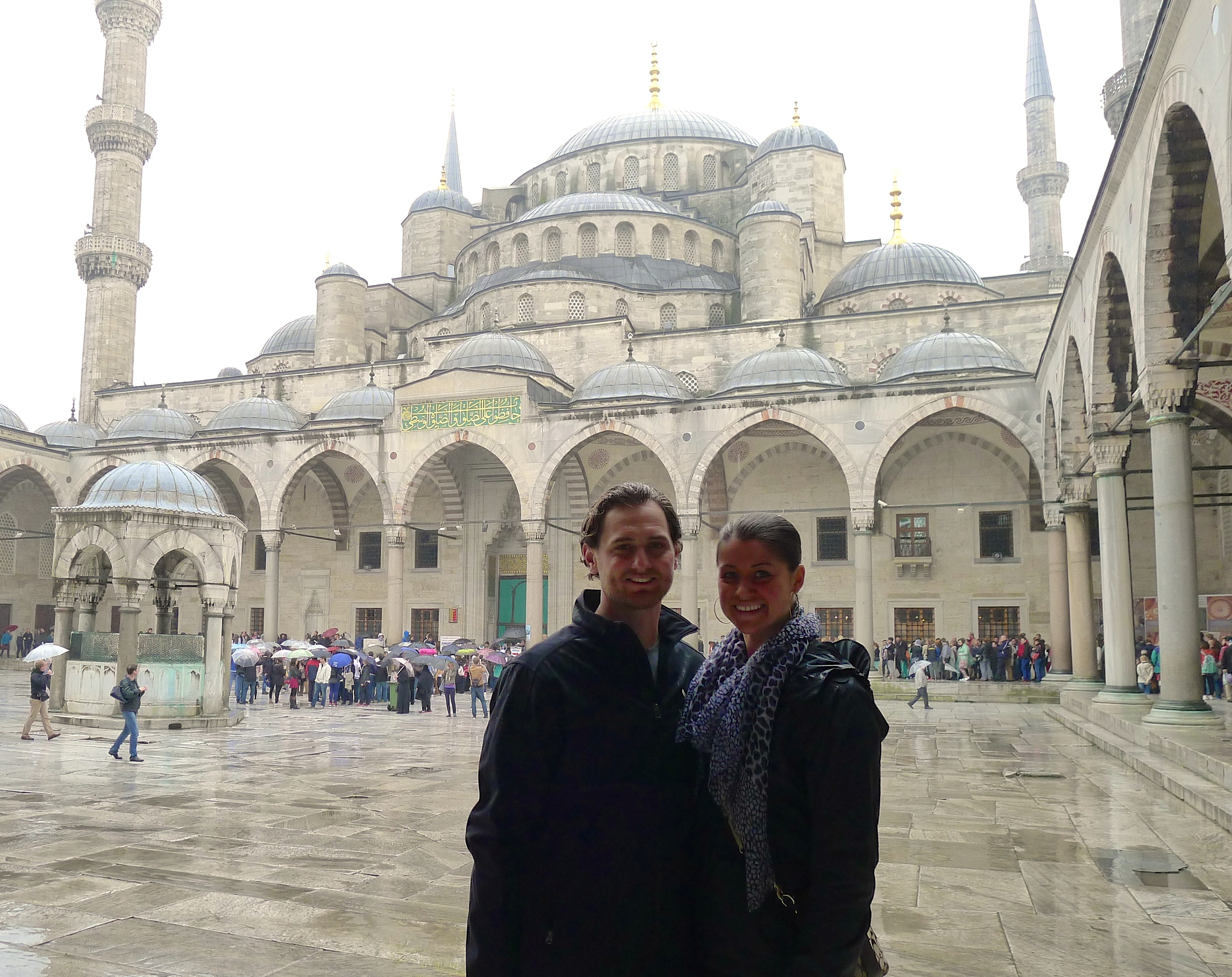 In front of the Blue Mosque in Istanbul, Turkey. 