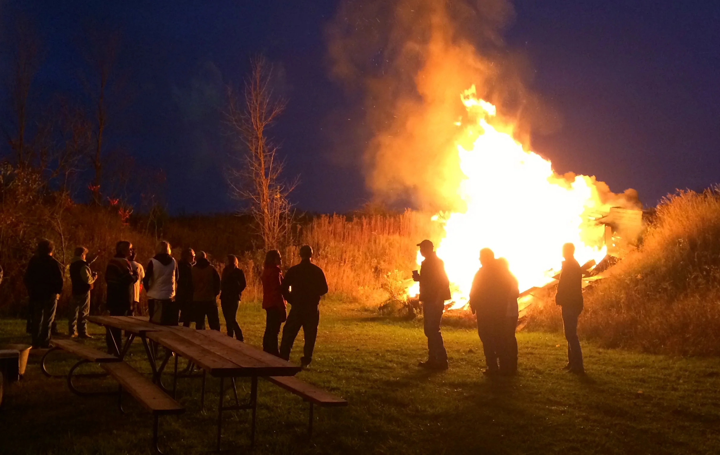 The bonfire Saturday night in Schoolcraft, Michigan. 