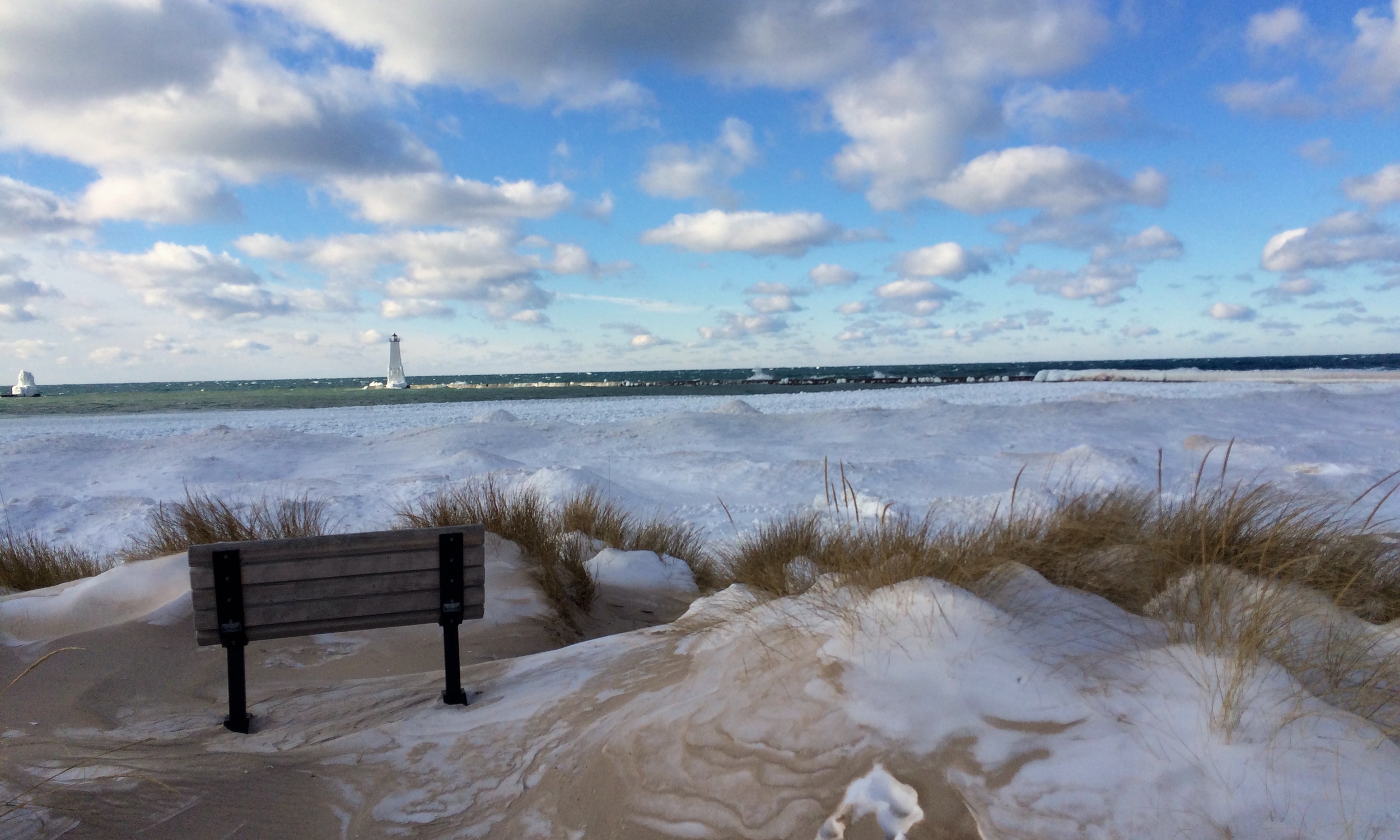 Lake Michigan coastline off Frankfort Harbor, January 2015. 