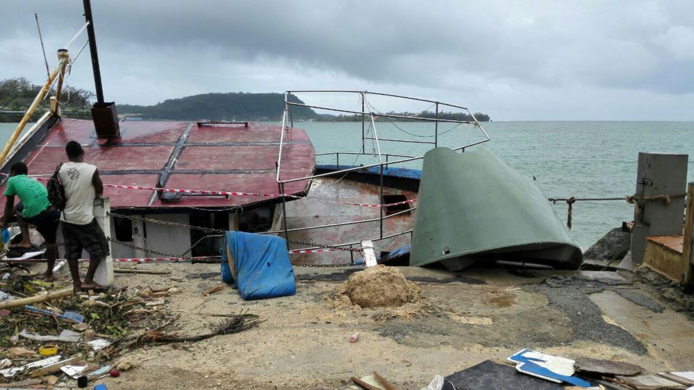 The harbor in Port Vila, Vanuatu after Cyclone Pam passed through. 