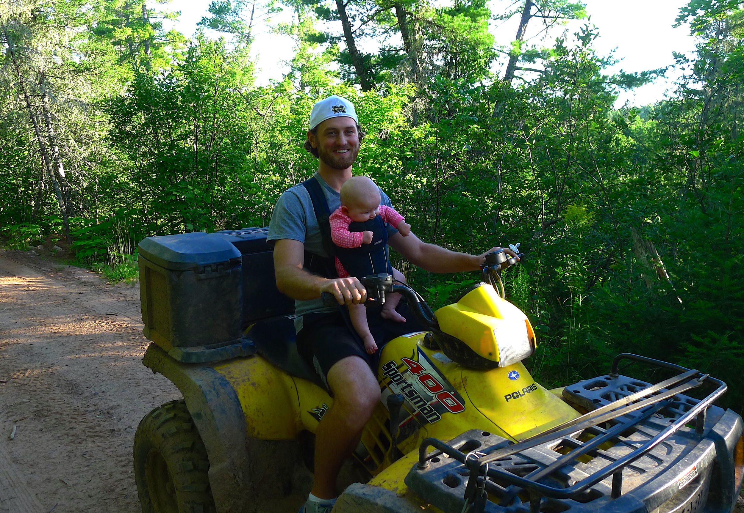  Jeff and Natalie cruising on her first four wheeler ride.&nbsp; 