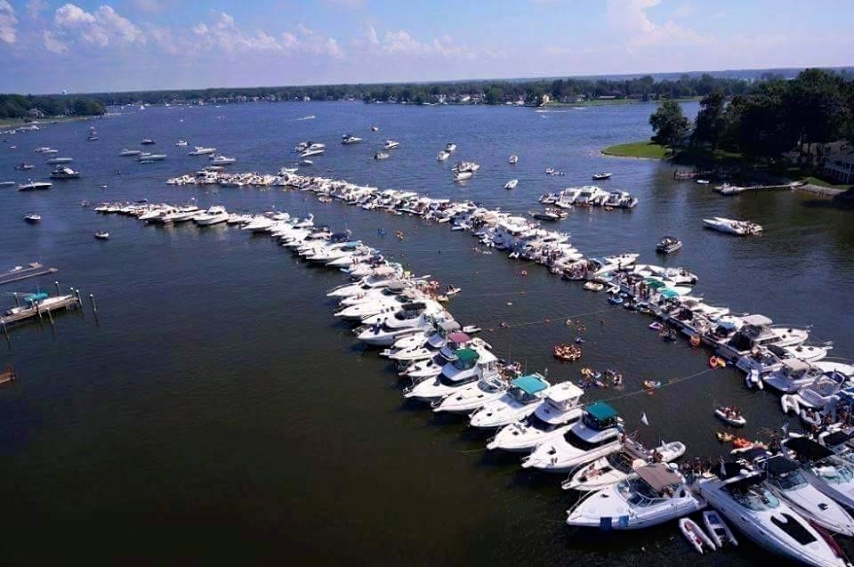 The flotilla on Spring Lake, Labor Day Weekend 2015. 