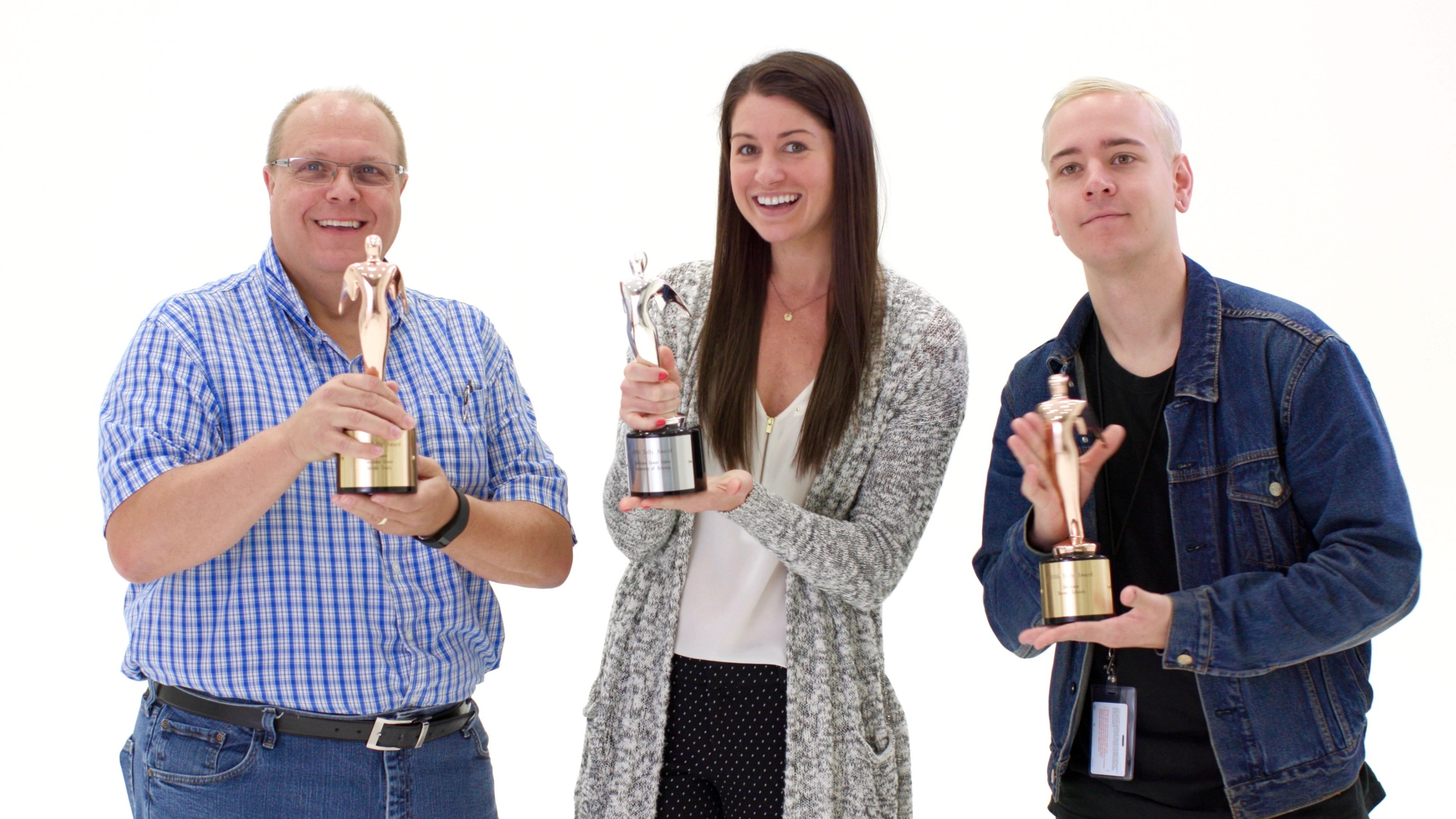 The Steelcase Video Team: Mark, Me, Kevin, with our Telly's; credit to partners Ideology. 