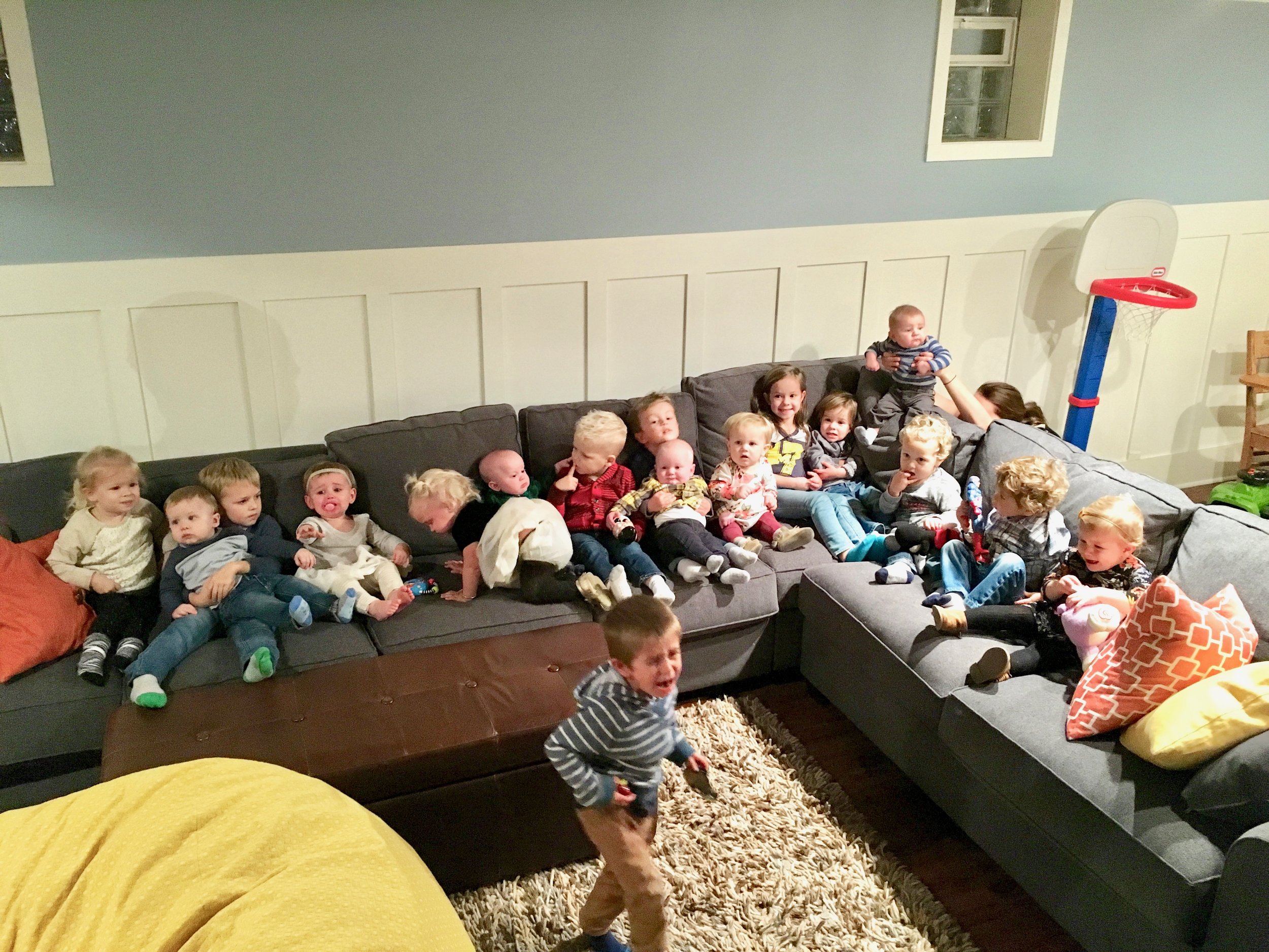 Most (not all) of our kids at Friends Thanksgiving this year. 