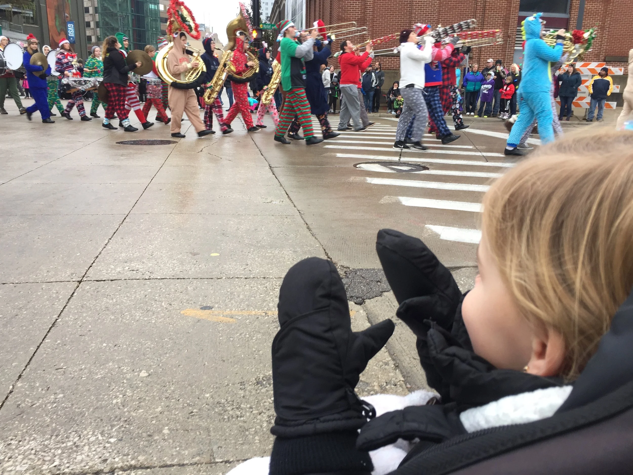 Natalie at the Art Van Santa Parade in downtown Grand Rapids. 