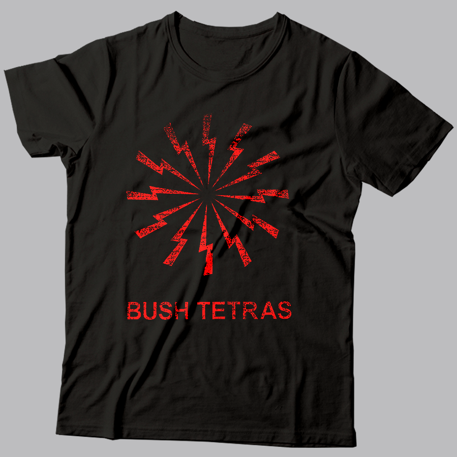 Bush Tetras Red on Black T-Shirt