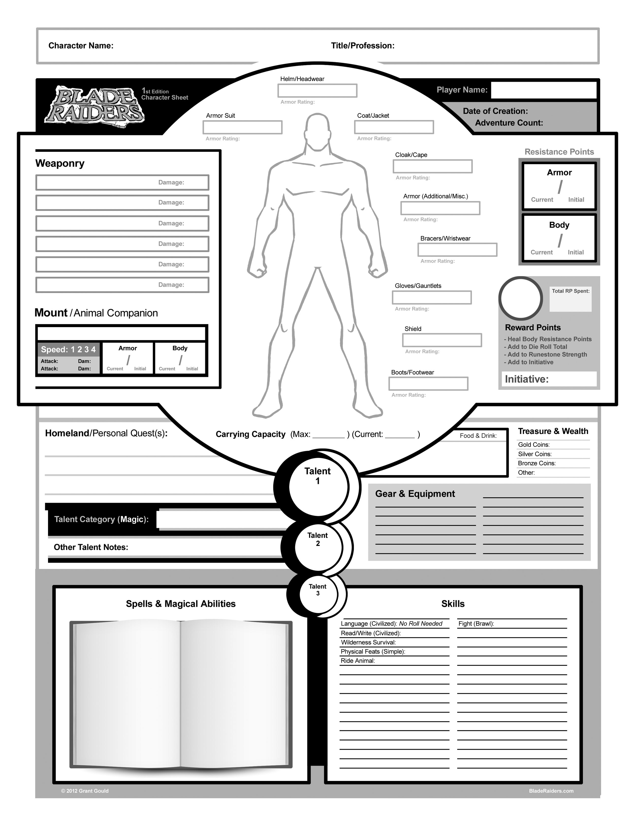 BLADE RAIDERS 1st Edition Character Sheet v2