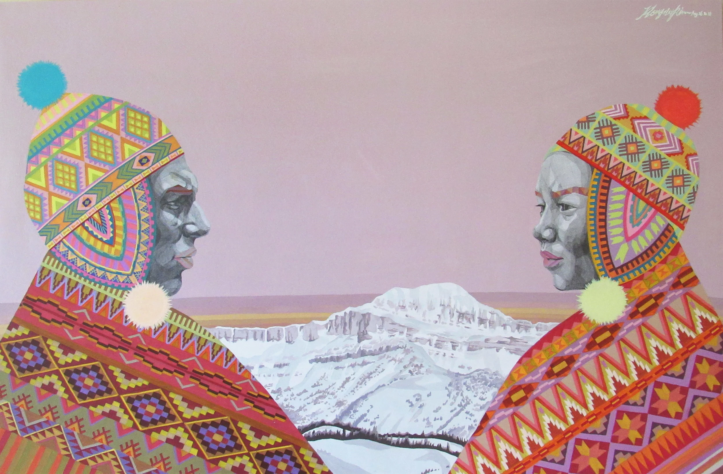 August 26 2018 / 36” x 24” Acrylic, Pencil on paper (Mounted on a wooden panel) Price available upon request.