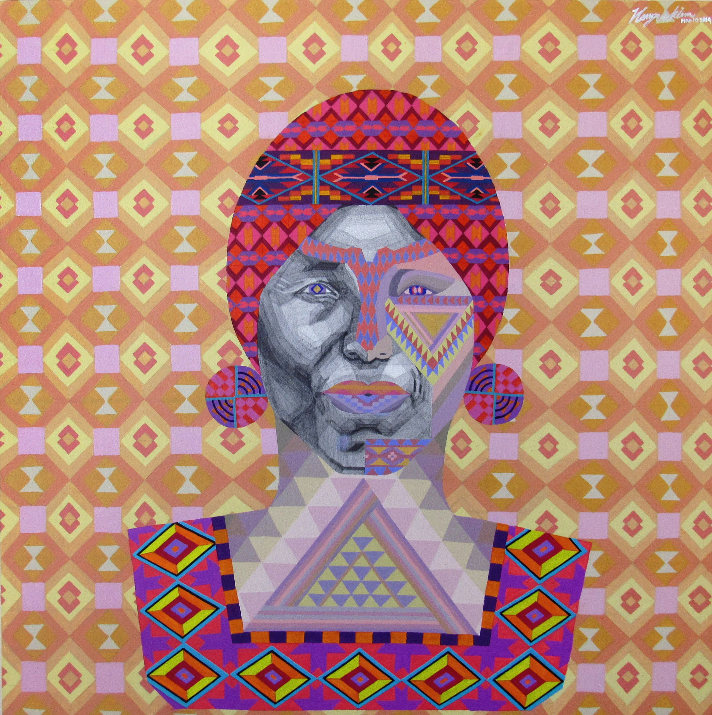 2019 30”x30”/Acrylic,pencil on paper(Mounted on a wooden panel) Price available upon request - She says,”Everyone is born with their own fate. We just don’t know what it is. Our life begins when we start the journey to find out what it is.'“