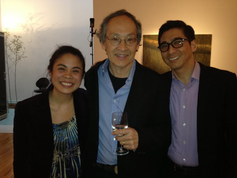 Kundiman Co-Founders Sarah Gambito and Joseph O. Legaspi with Poets & Writers' Jackson Prize Honoree and Kundiman Faculty Arthur Sze (center).