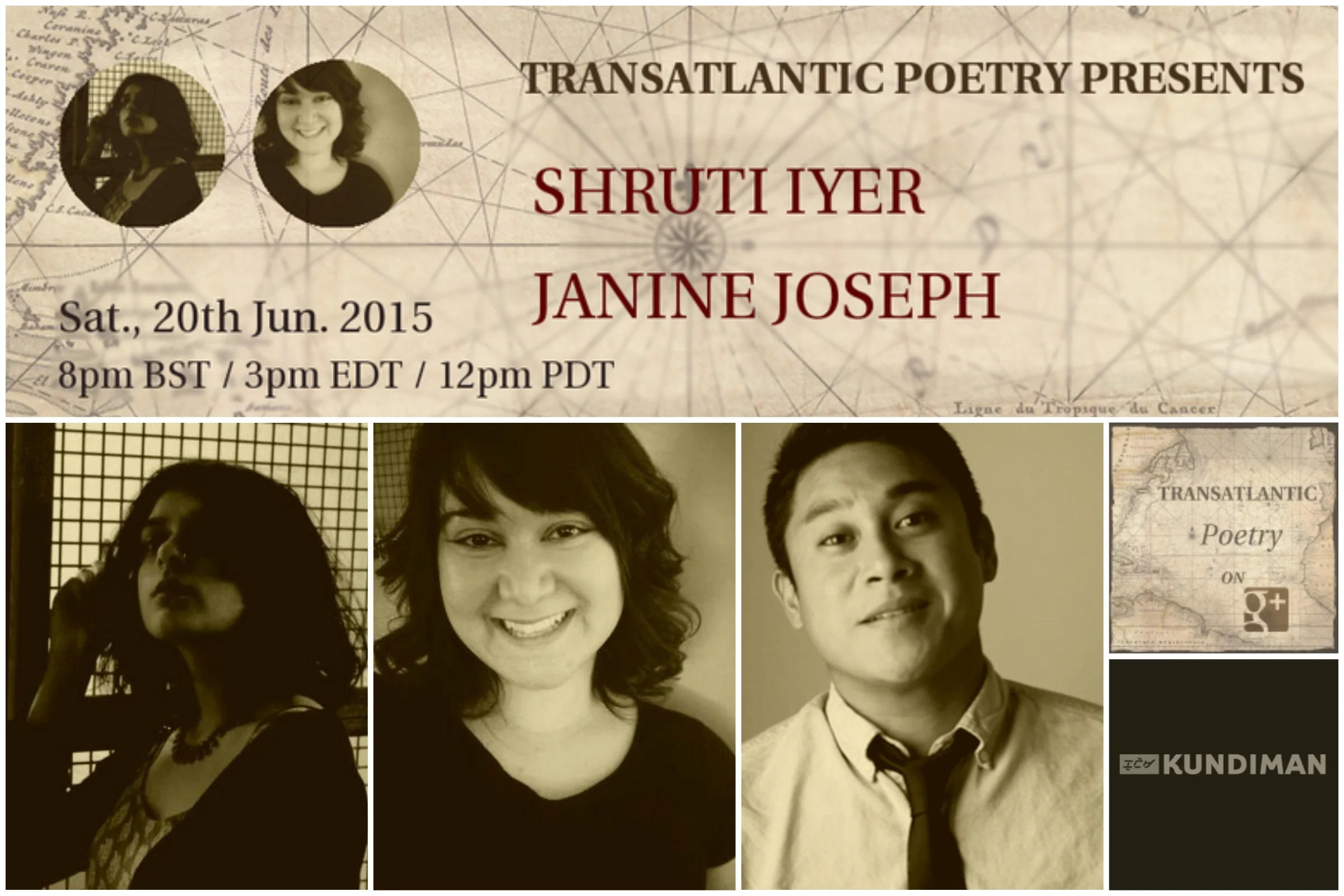 June 20: Transatlantic Poetry with Janine Joseph & Shruti Iyer; Hosted by R.A. Villanueva