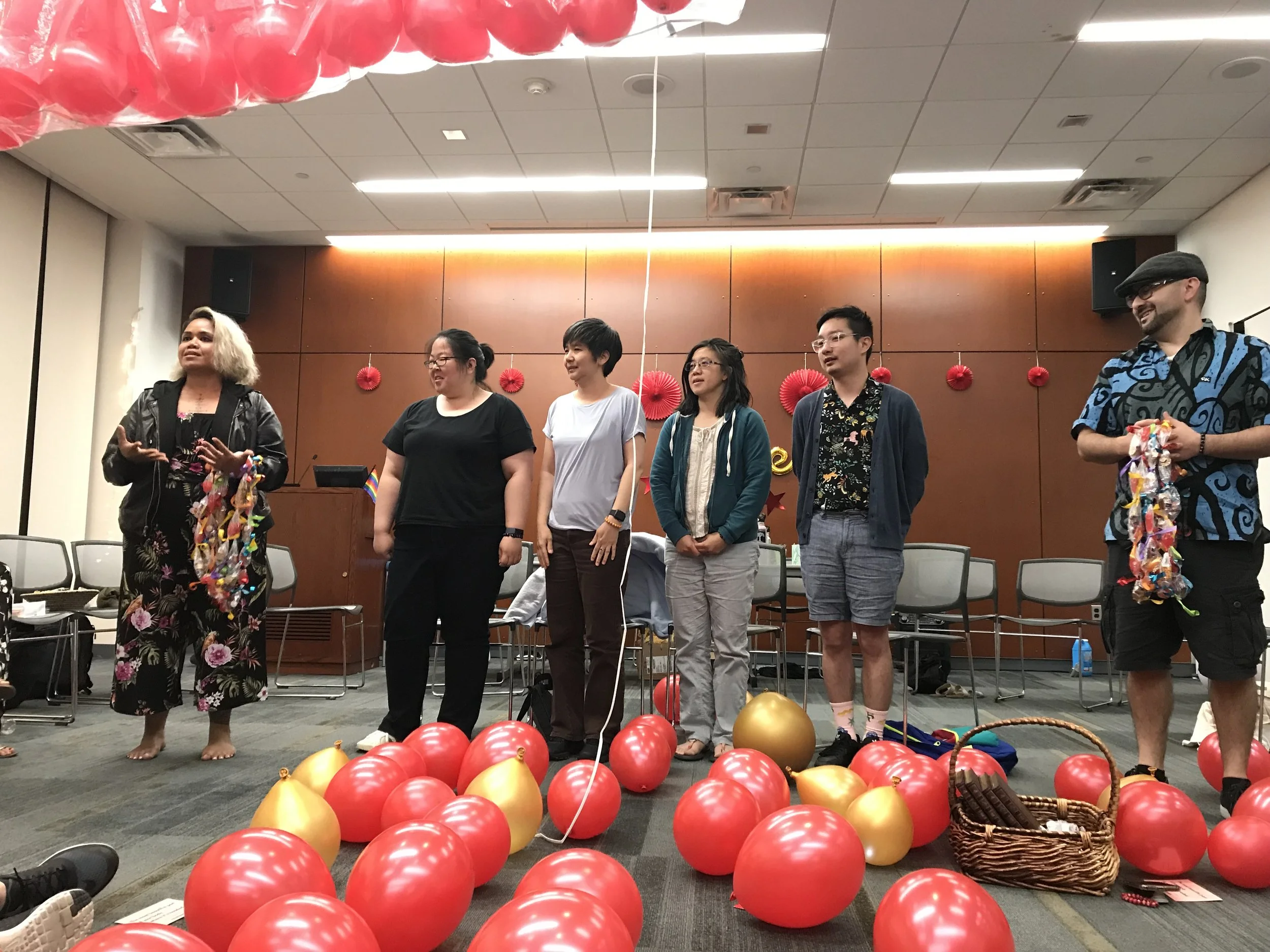 Terisa Siagatonu and Craig Santos Perez present a lei to each graduating Fellow!
