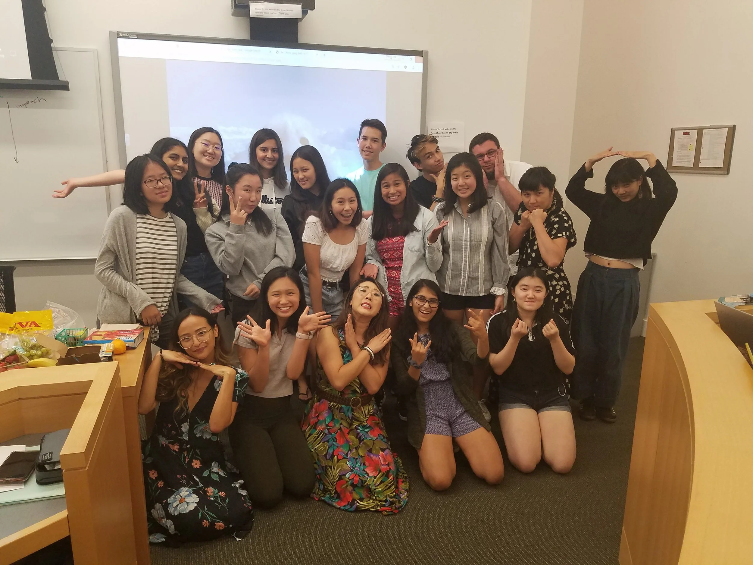 Franny Choi translates the students’ performative energy into funny poses!