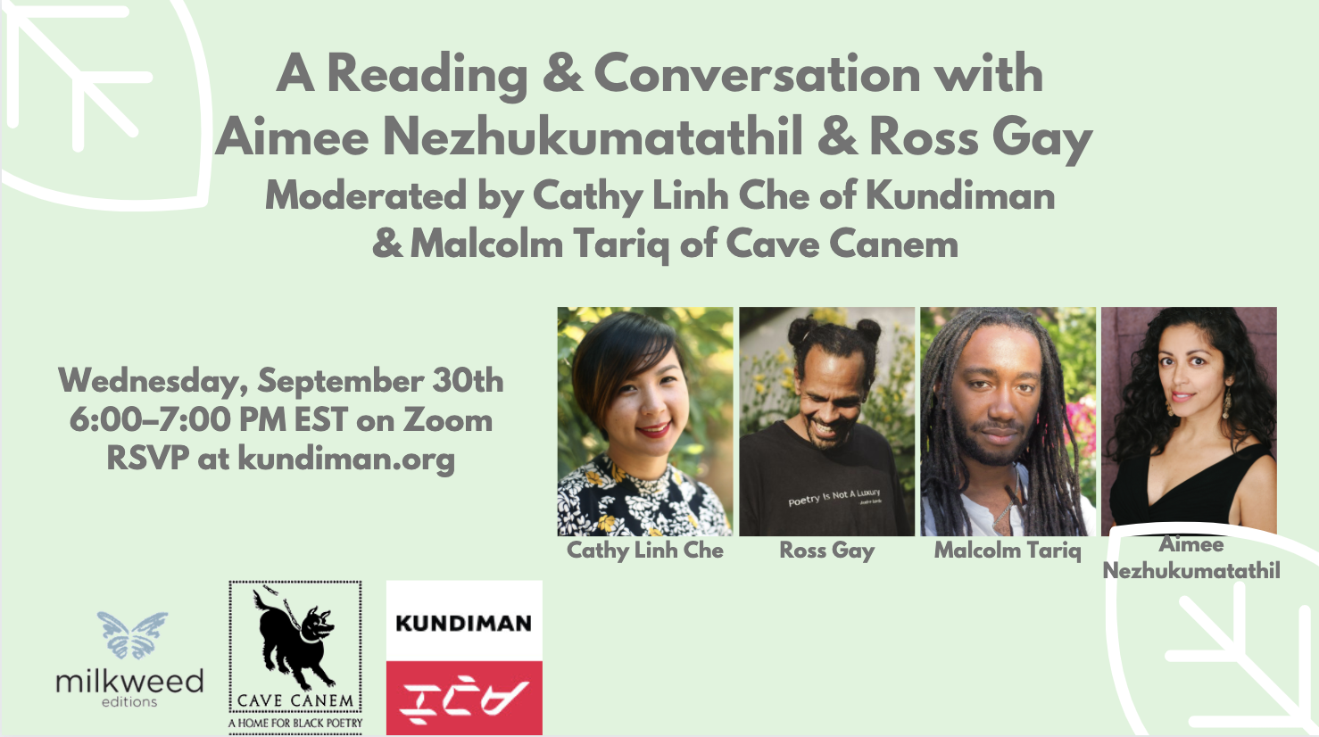 A Reading &amp; Conversation with Aimee Nezhukumatathil &amp; Ross Gay, moderated by Cathy Linh Che &amp; Malcolm Tariq