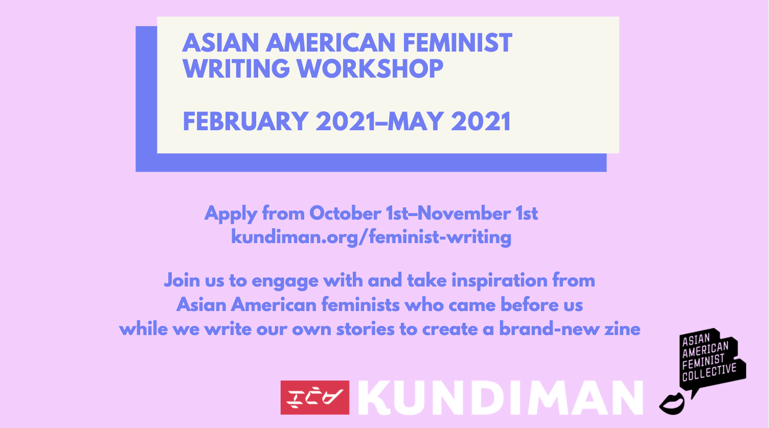 Asian American Feminist Writing Workshop Applications Open 