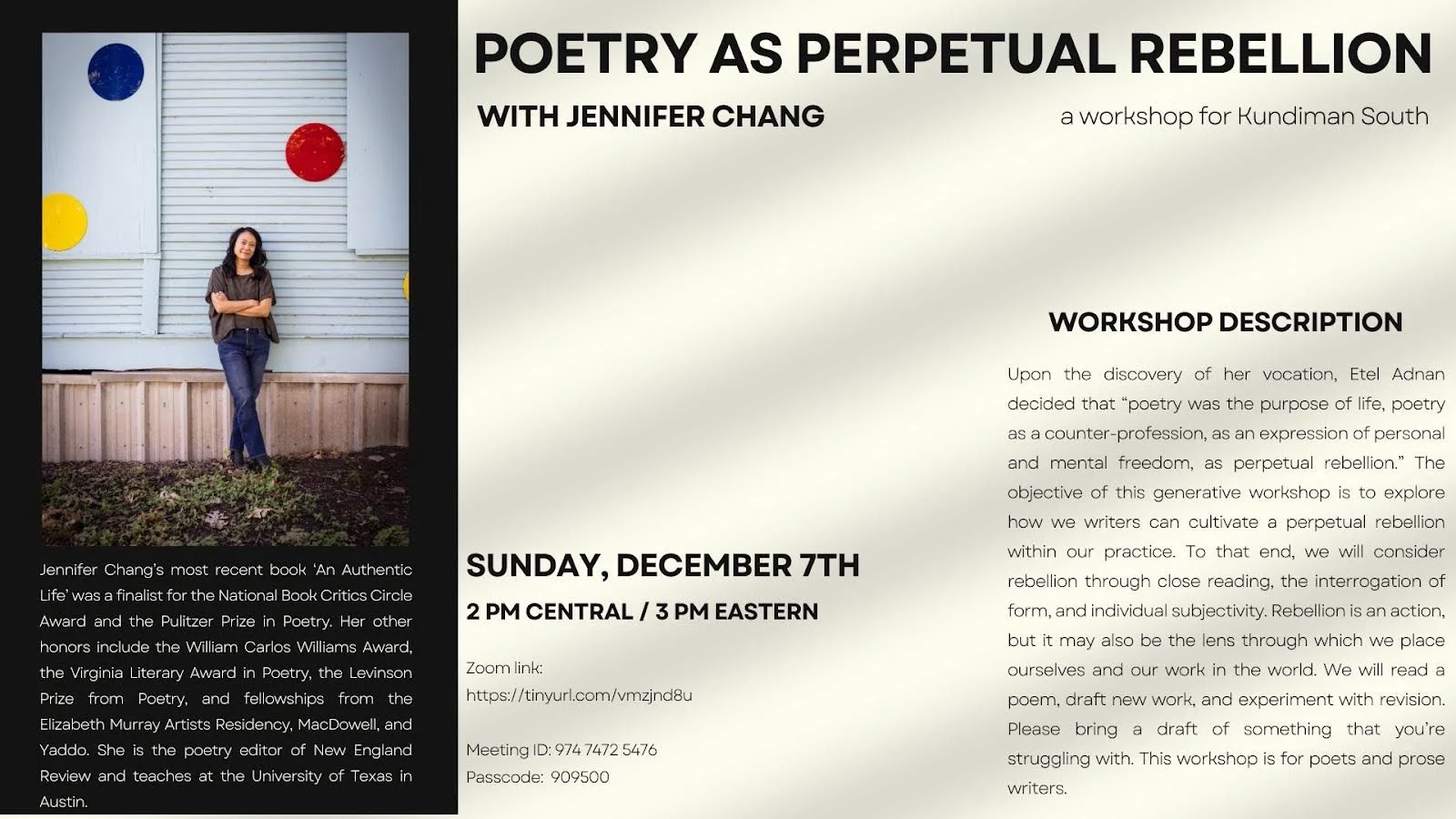 Poetry As Perpetual Rebellion with Jennifer Chang