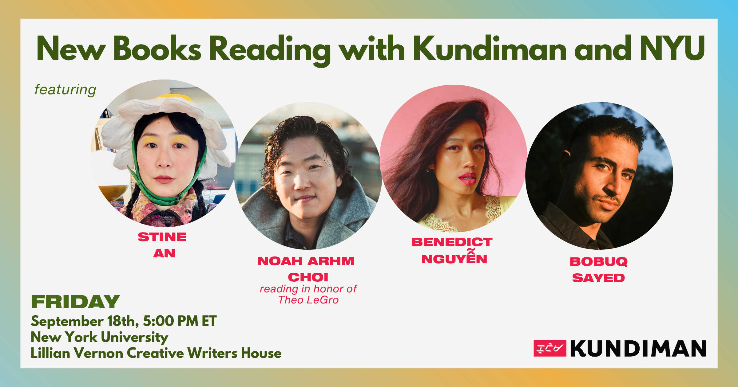 Kundiman &amp; NYU's New Books Reading