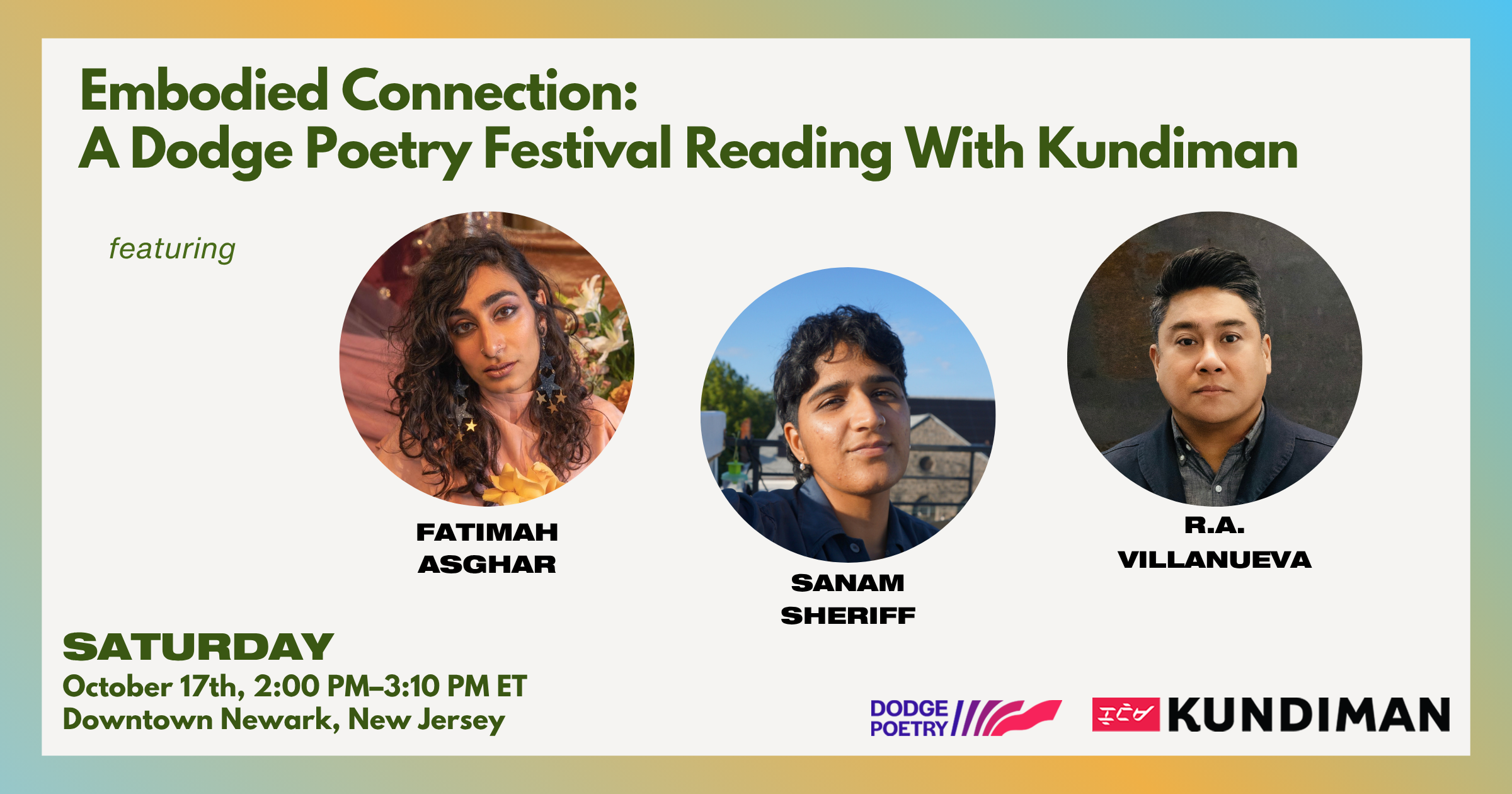 Embodied Connection: A Dodge Poetry Festival Reading with Kundiman