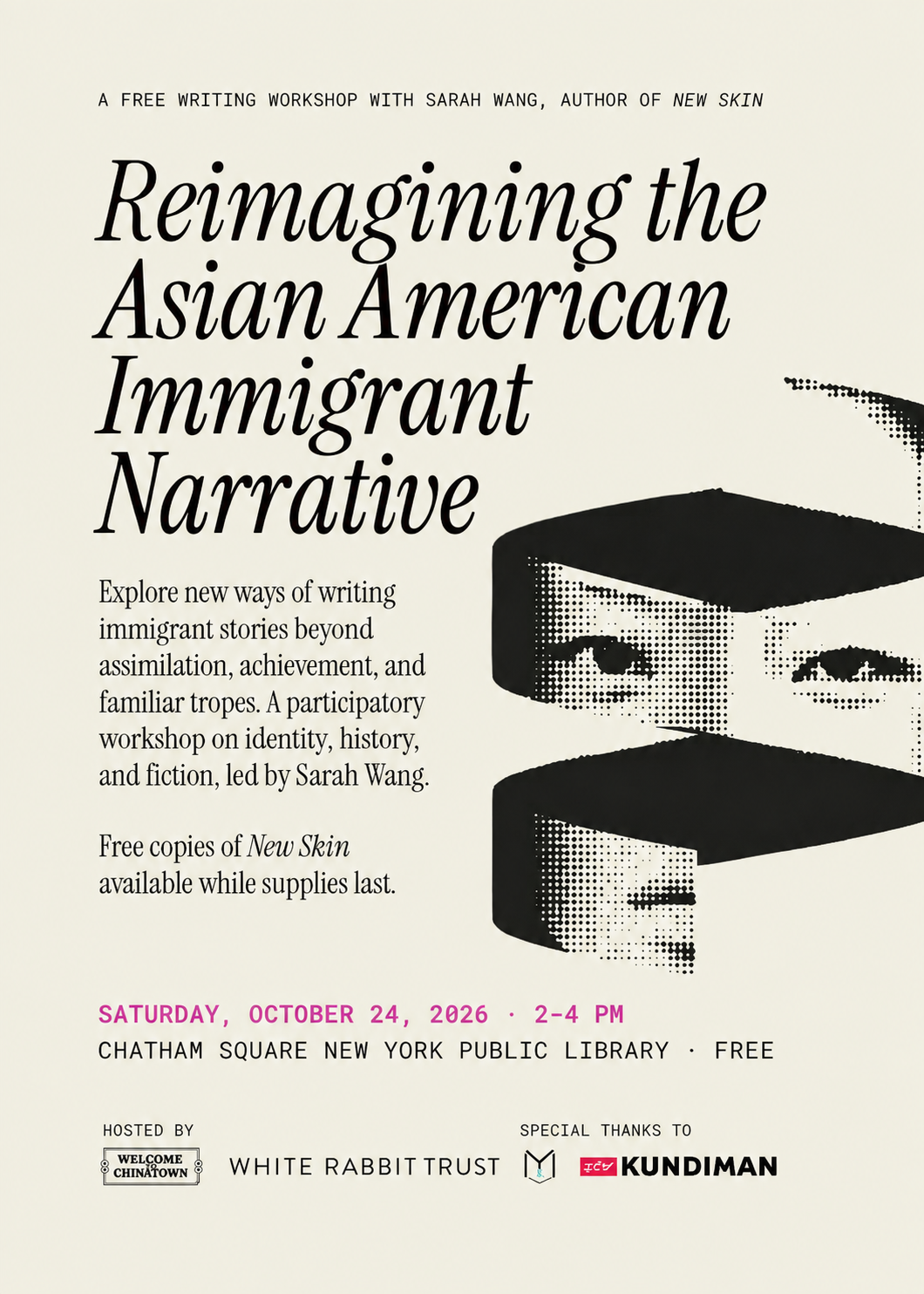 "Reimagining the Asian American Immigrant Narrative," a Free One-Day Writing Workshop with Sarah Wang 