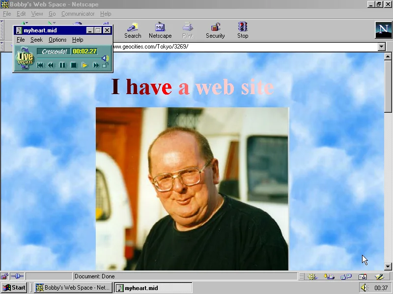 GeoCities w as a free website provider. You could build your own website here. They would give you an address at http://geocities.com/Tokyo/(4 numbers they would assign you).