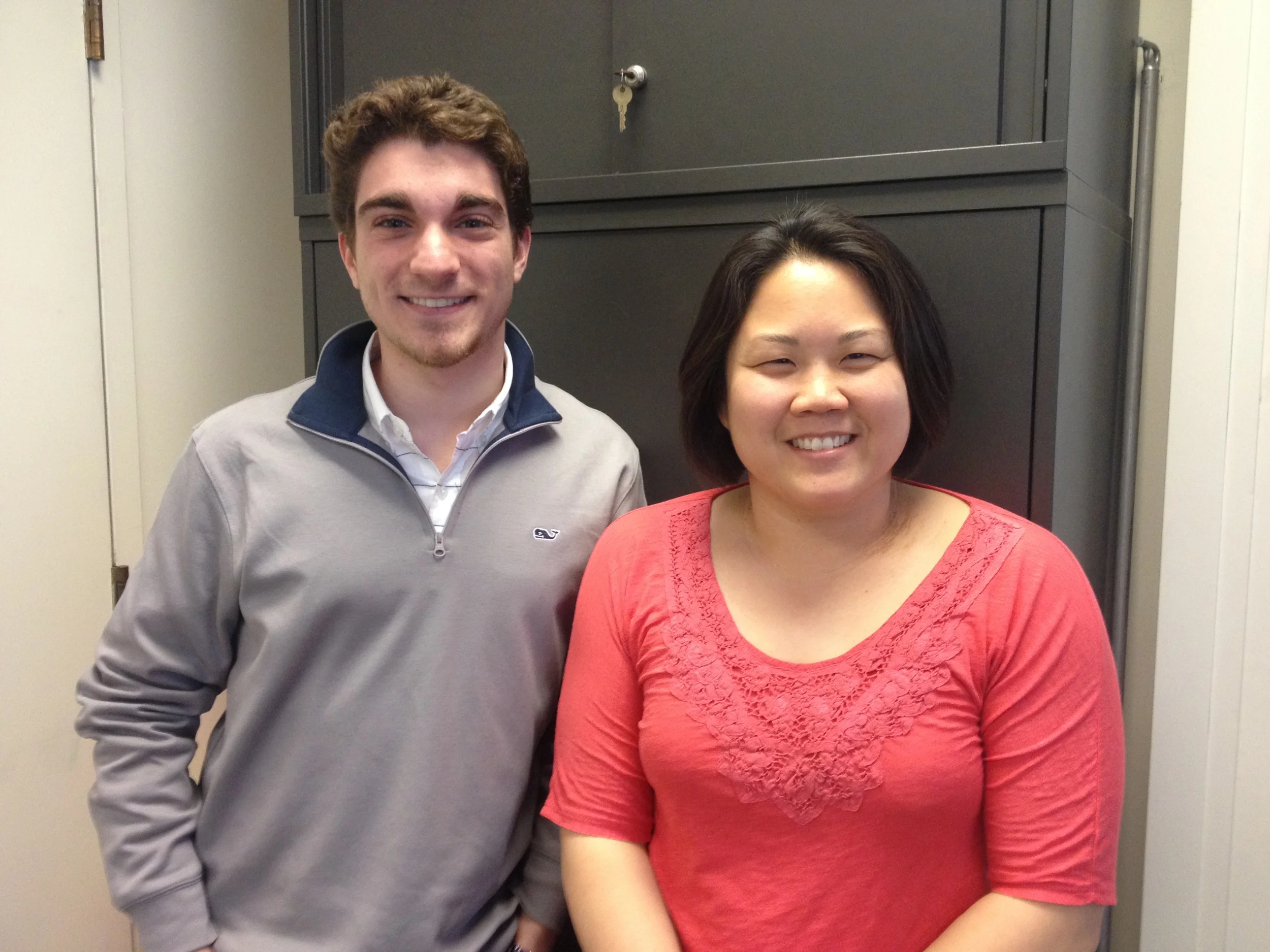 Senior English major David Buchanan, with Professor Julie Kim. 