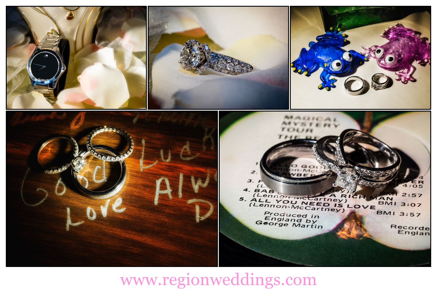 Wedding ring photo collage.