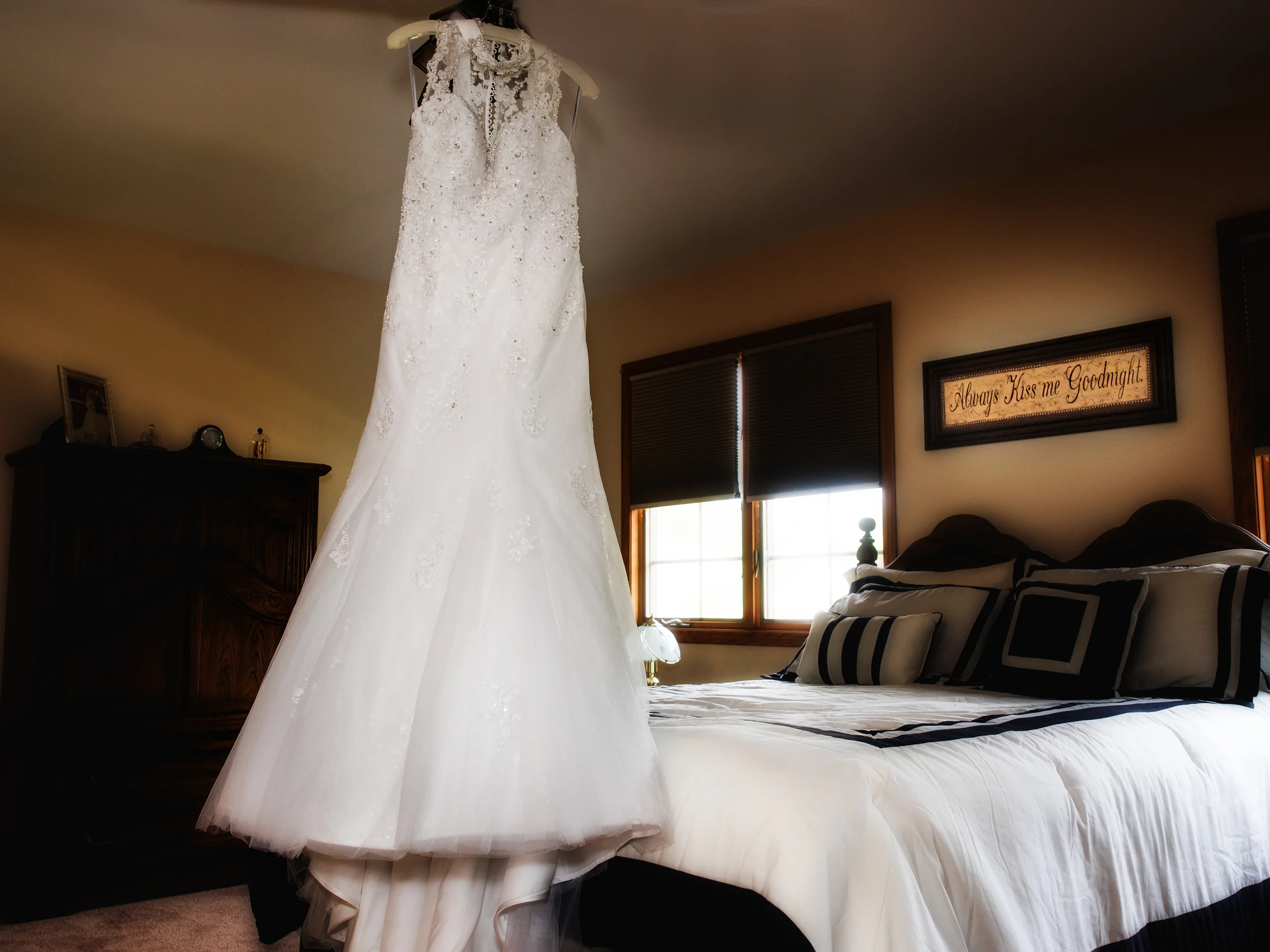 Always Kiss Me Goodnight wedding decoration.