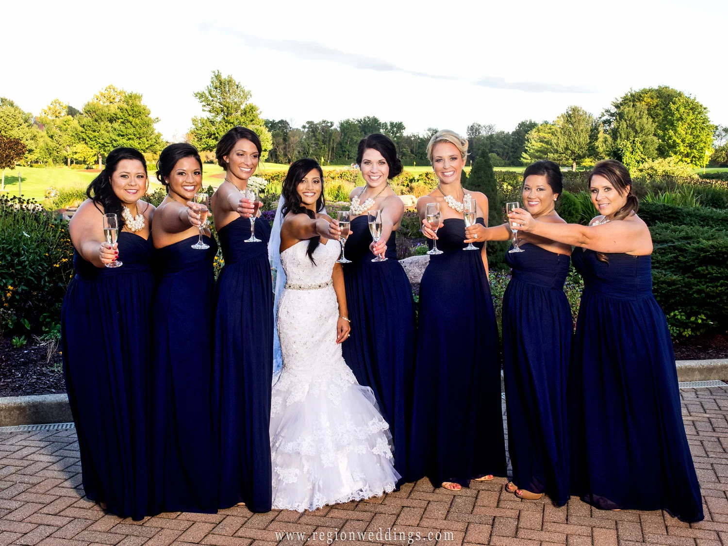 A wine toast in honor of the bride.