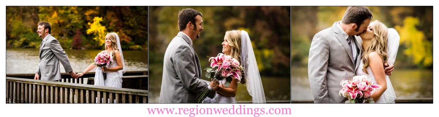 The bride and groom turn to see each other for the first time on wedding day.
